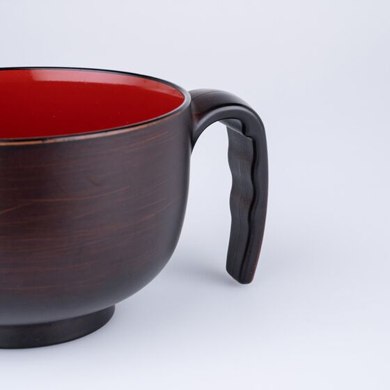 ウィルアシスト シャンテお汁わん取っ手付き木目 障がい者 使いやすい